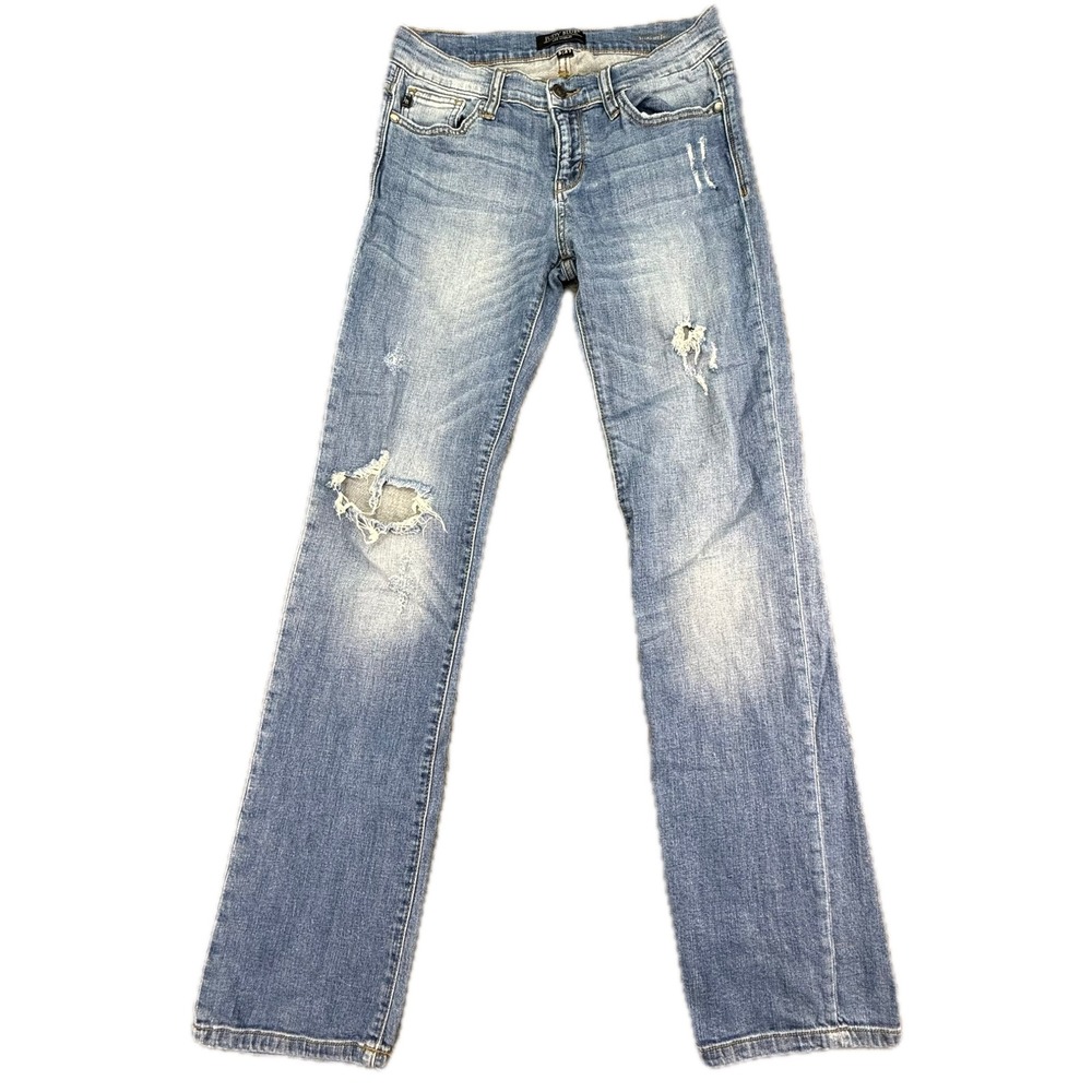 Judy Blue Straight Fit Jeans Womens 5/27 Blue Distressed Stretch‎ JB8251MD